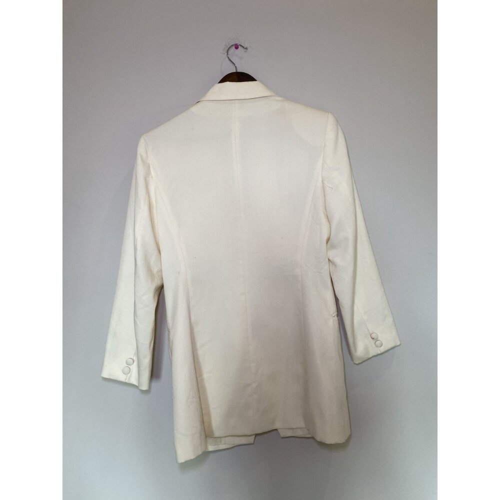 White Double Breasted Peak Lapel Blazer Women Medium Tailored - Picture 6 of 9